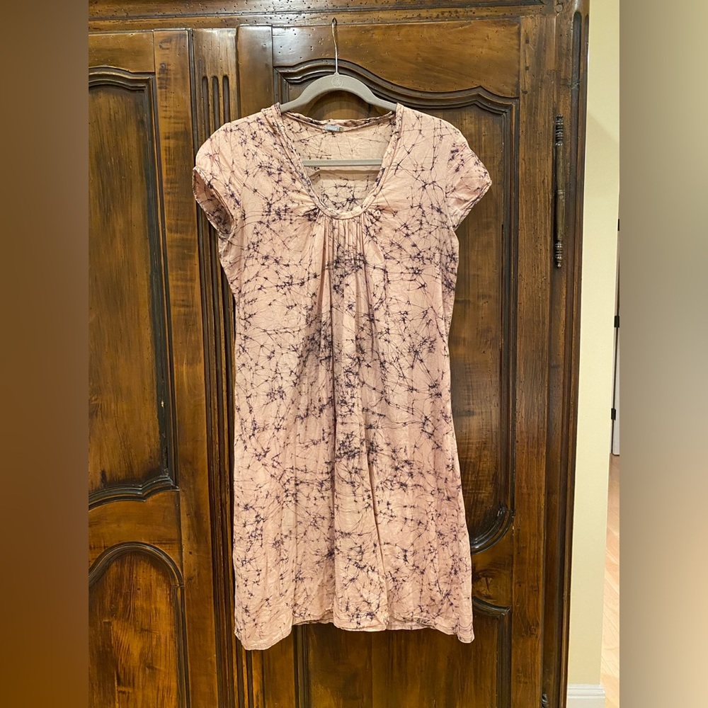 Matta short black and tan a line cotton print dress size small